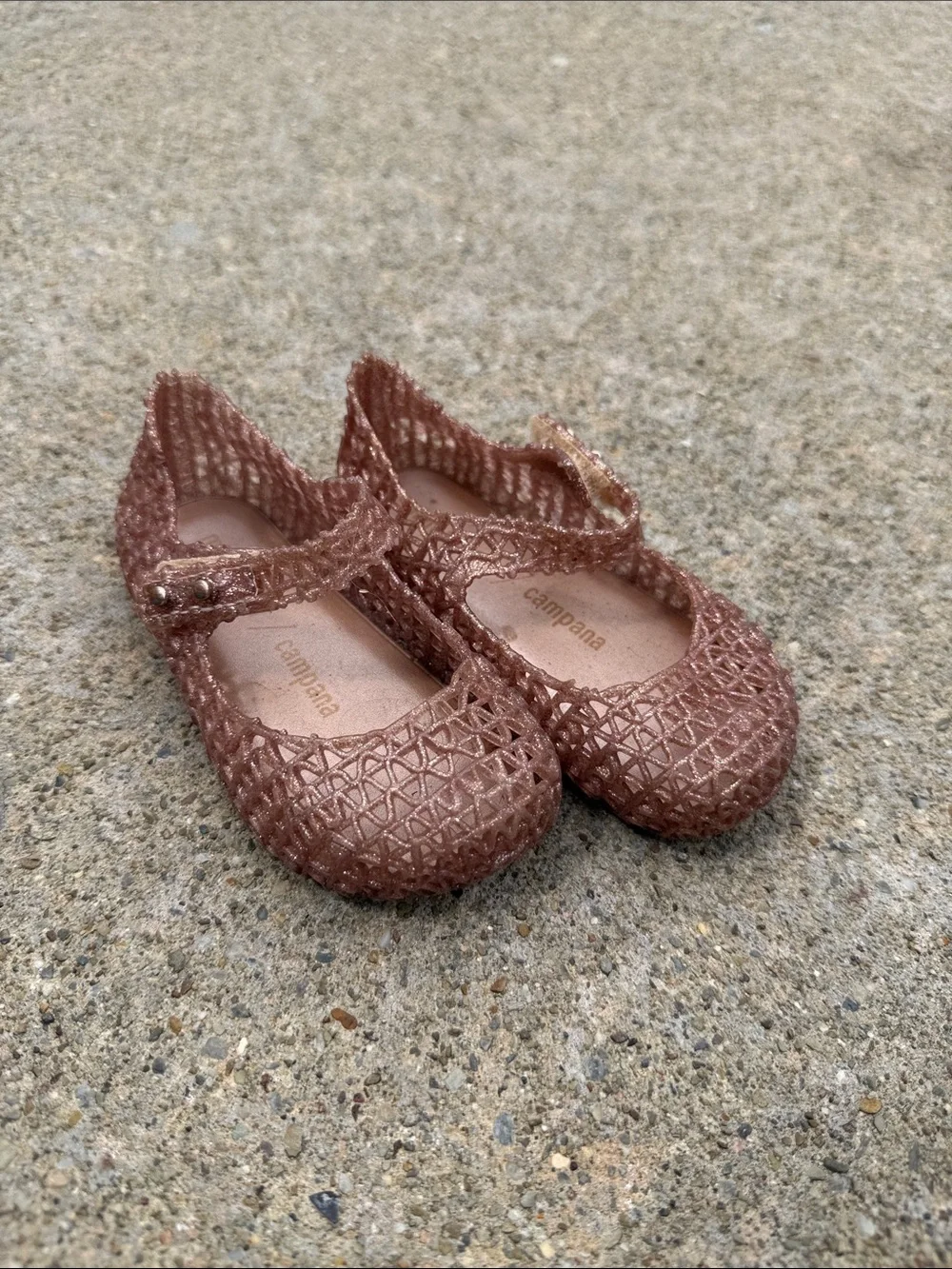 Kids' Glitter Mary Jane Shoes in Rose Gold